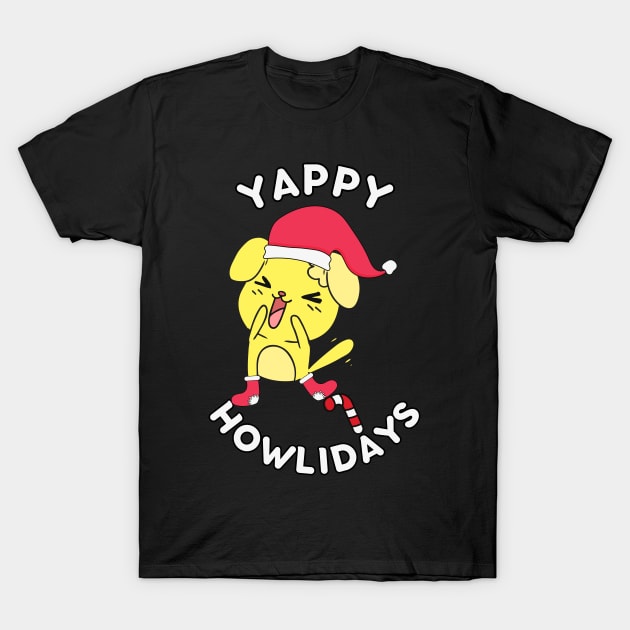 Kawaii Christmas Dog - Yappy Howlidays T-Shirt by Caregiverology